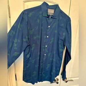 Bonobos Navy and Forest Green Patterned Shirt Slim Fit